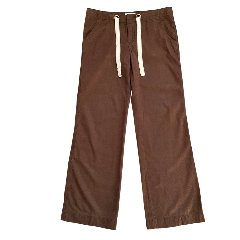 Roxy Brown Cotton Twill Wide Leg Drawstring Pants Relaxed Y2K Women Size 9